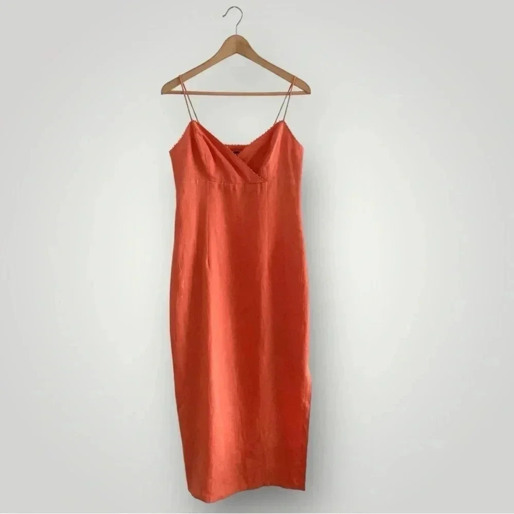 Finity Orange Midi Slip Dress